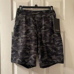 Lululemon Athletica Black and Gray Athletic Shorts with Elastic Waistband